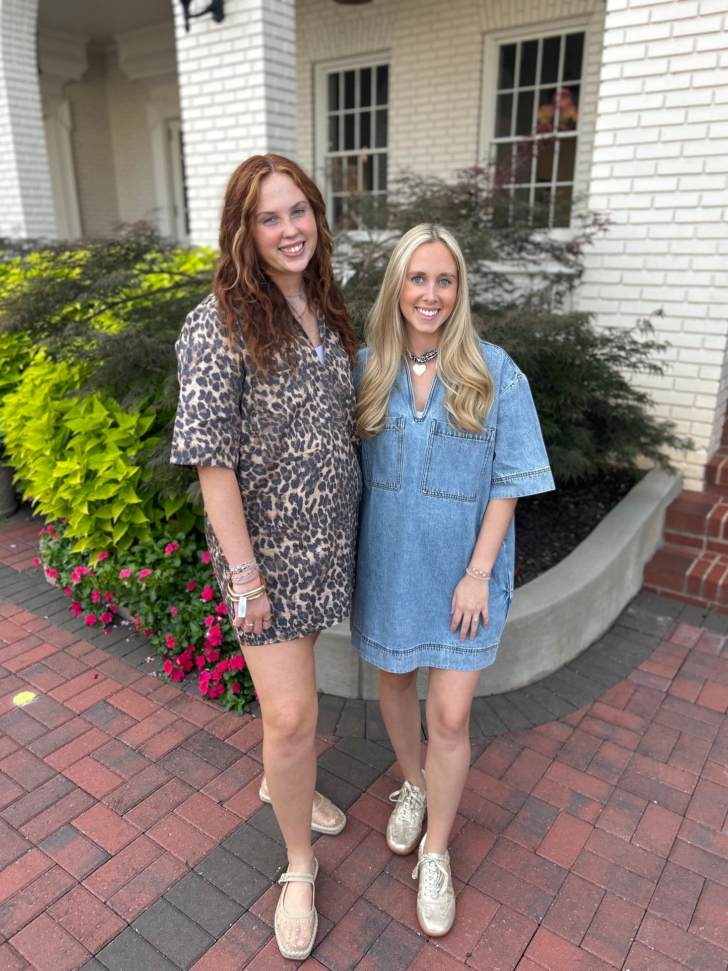 V-neck Denim Tunic Dress