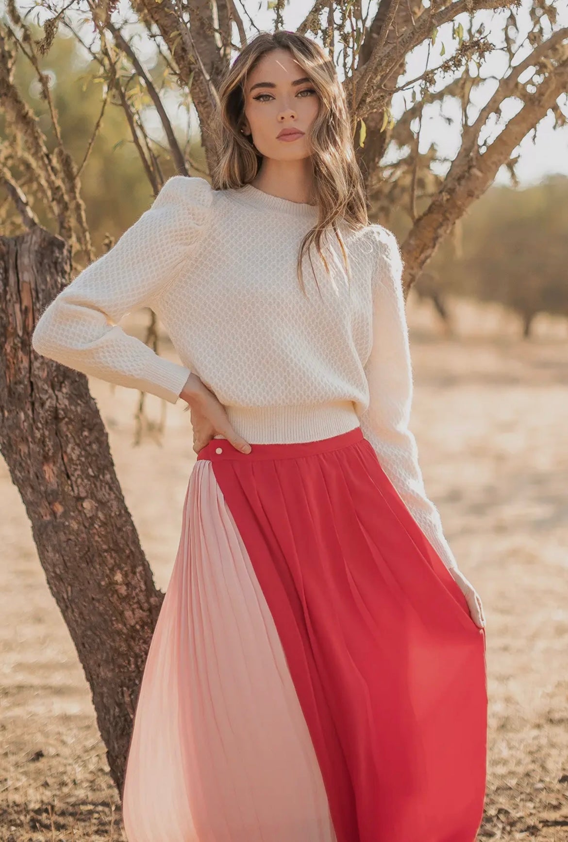 Puff shoulder knit sweater