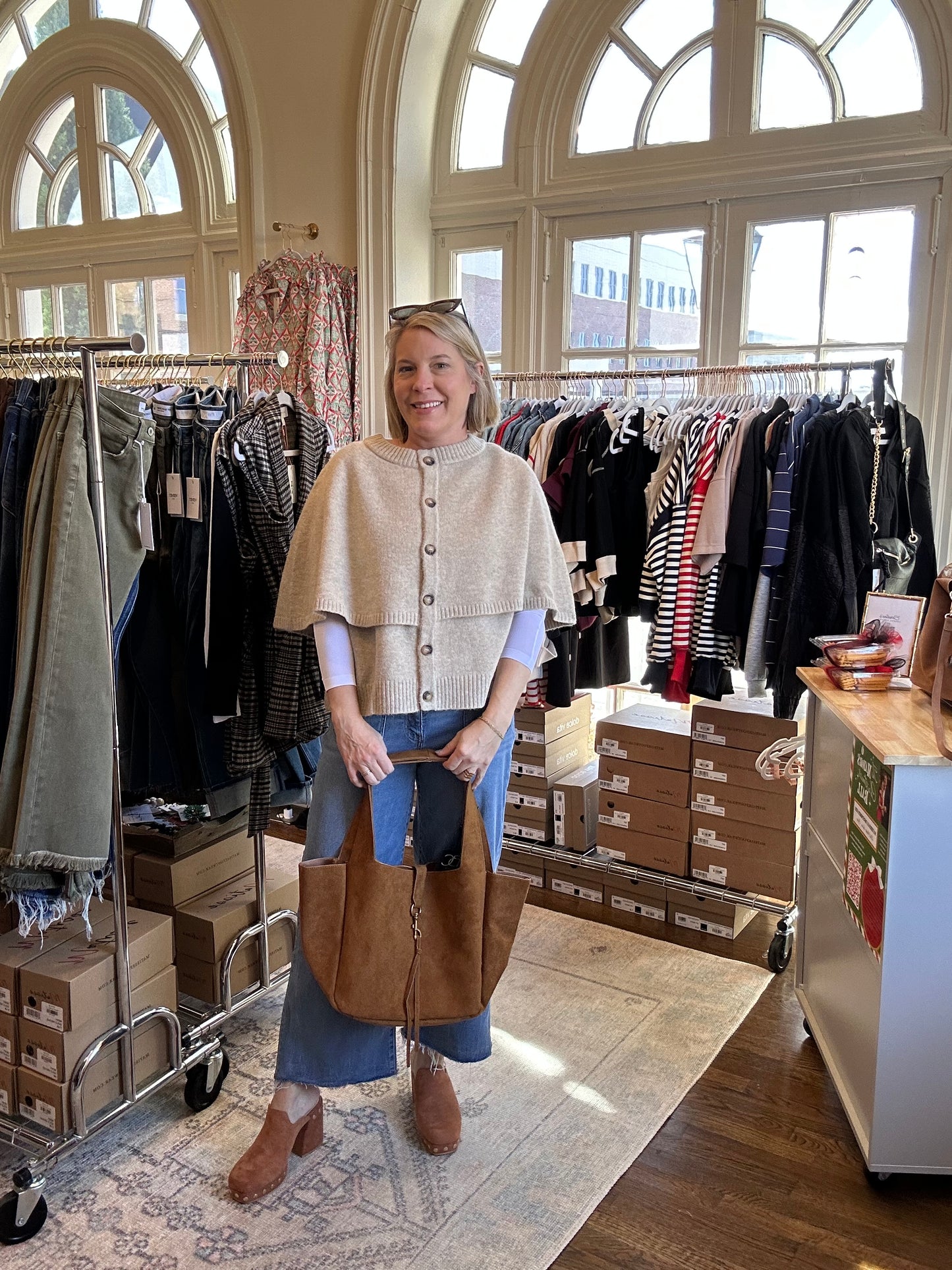 Button-up cape sweater cardigan