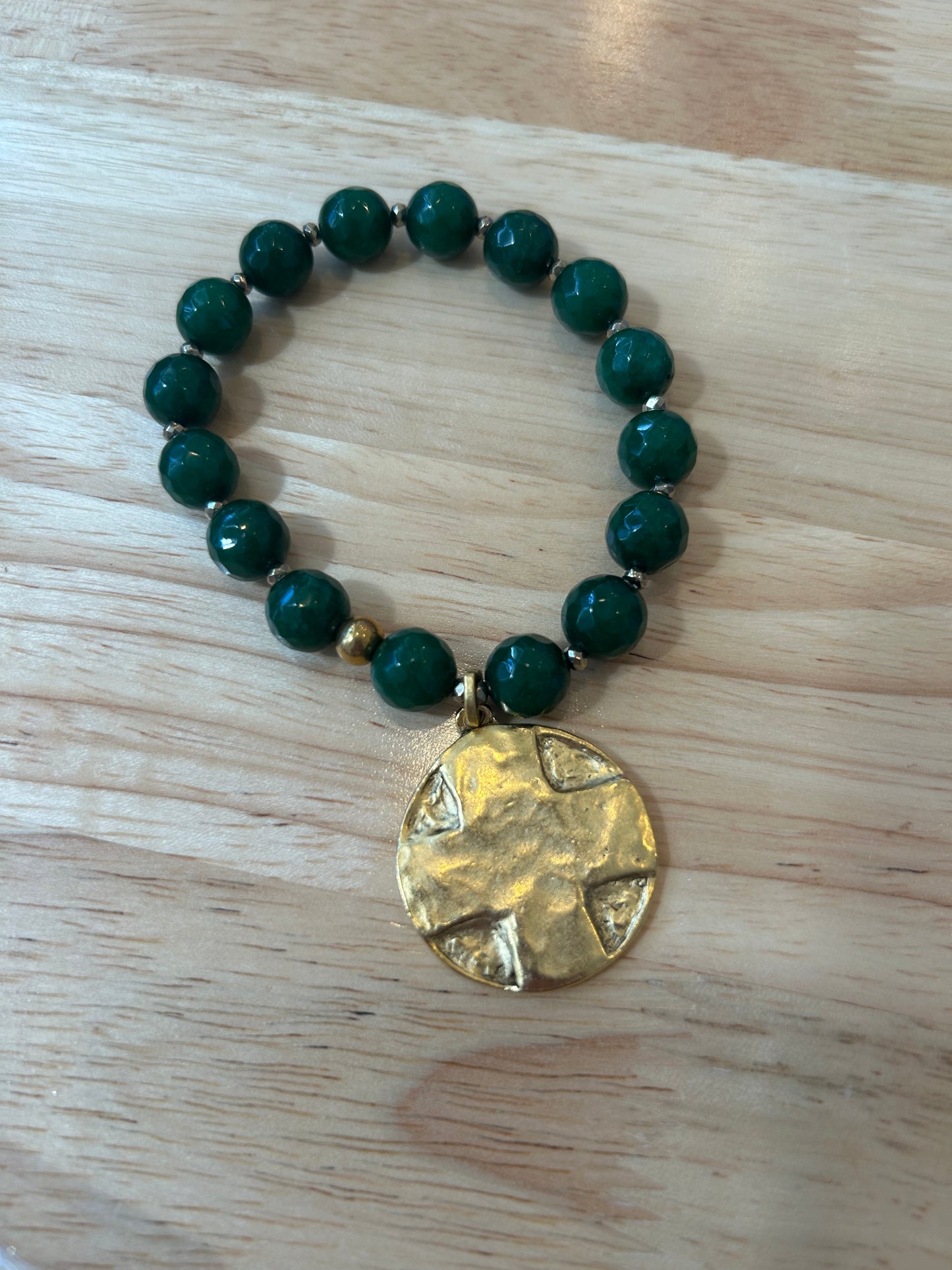 Beaded Bracelet with Cross Hammered Pendant