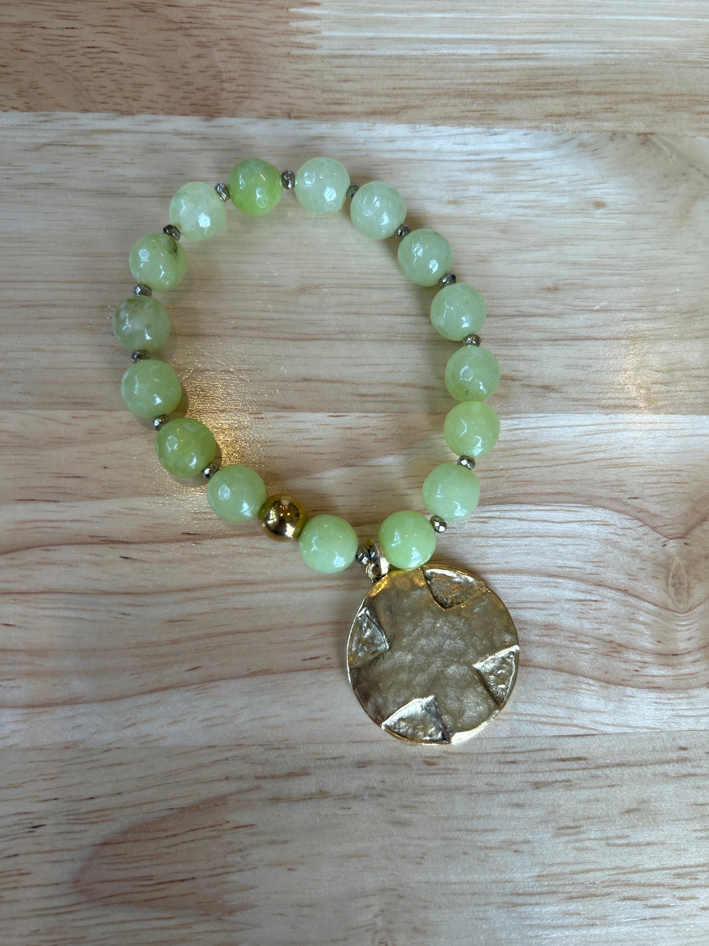 Beaded Bracelet with Cross Hammered Pendant