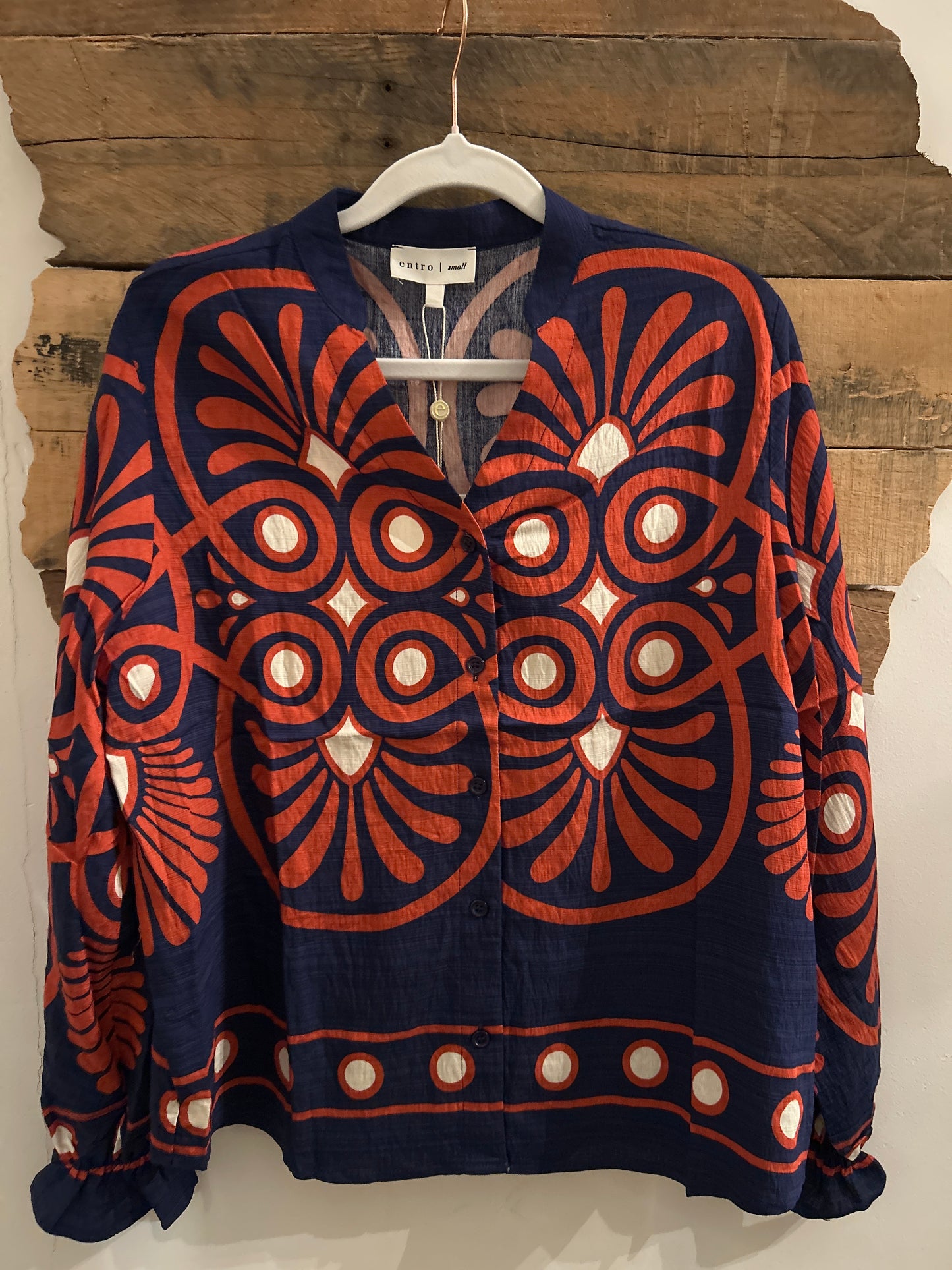 Geometric print long sleeve top