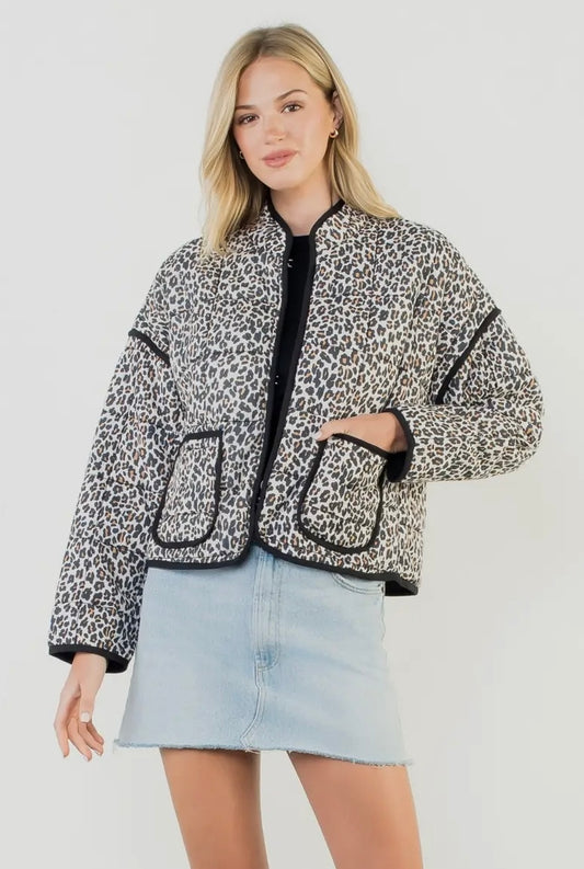 Leopard Print Puffer Quilted Jacket