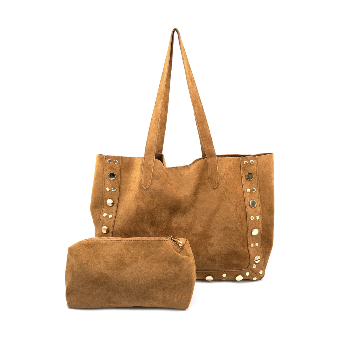 Large Suede Tote with Studs