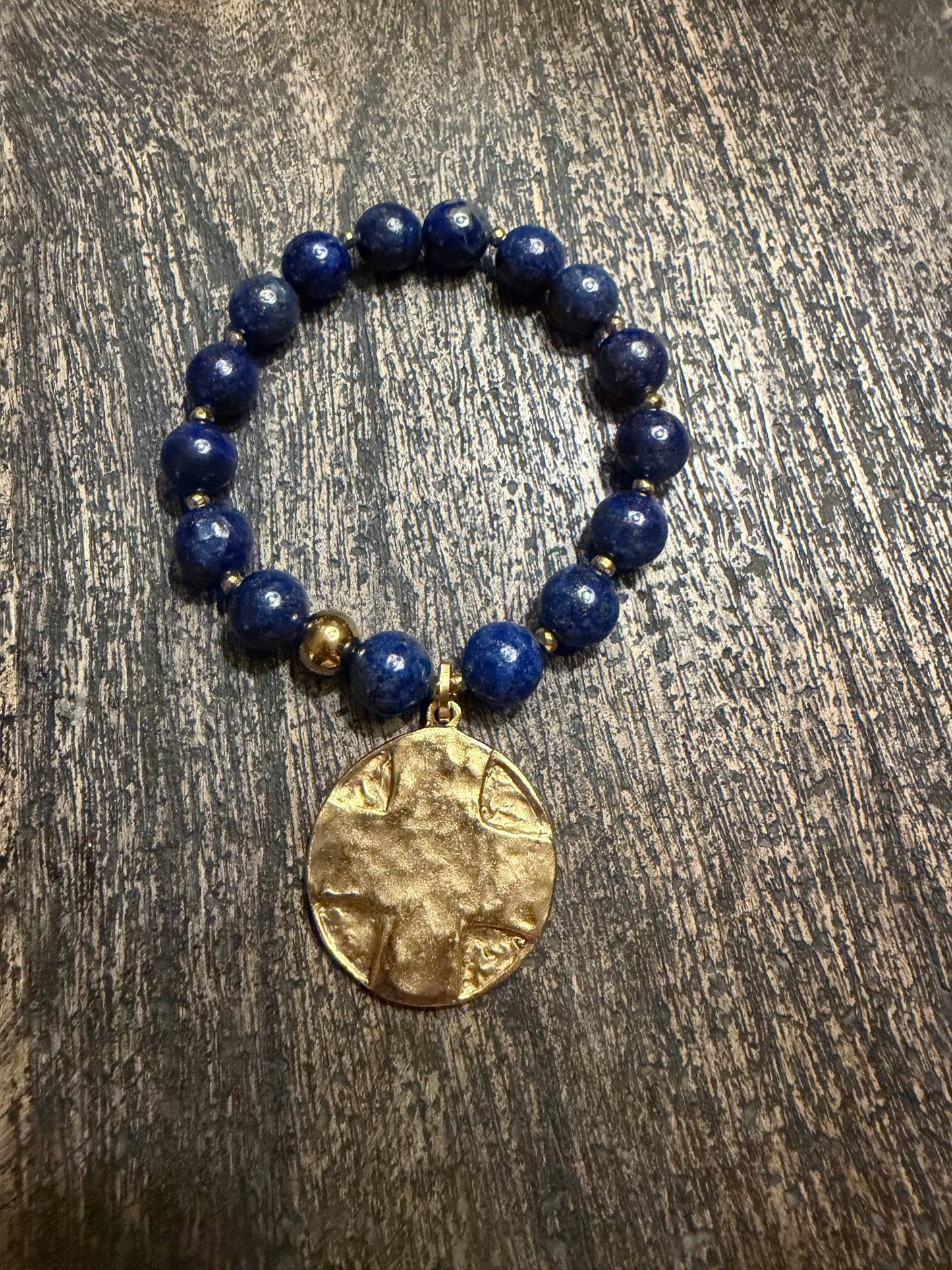 Beaded Bracelet with Cross Hammered Pendant