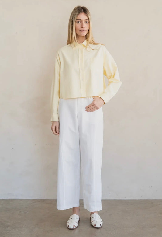 Boxed Crop Cotton Button Shirt