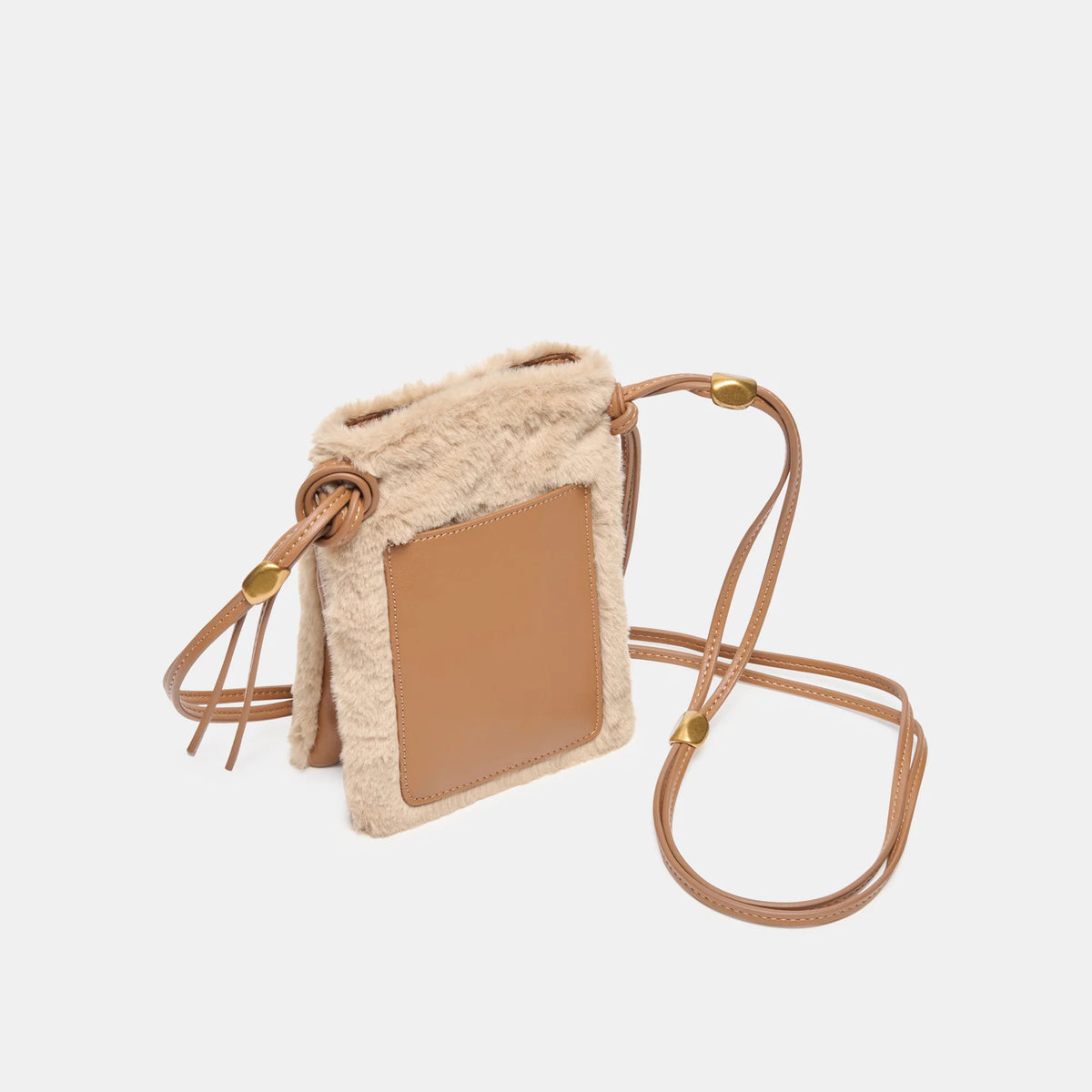 lyrik crossbody mid brown faux fur