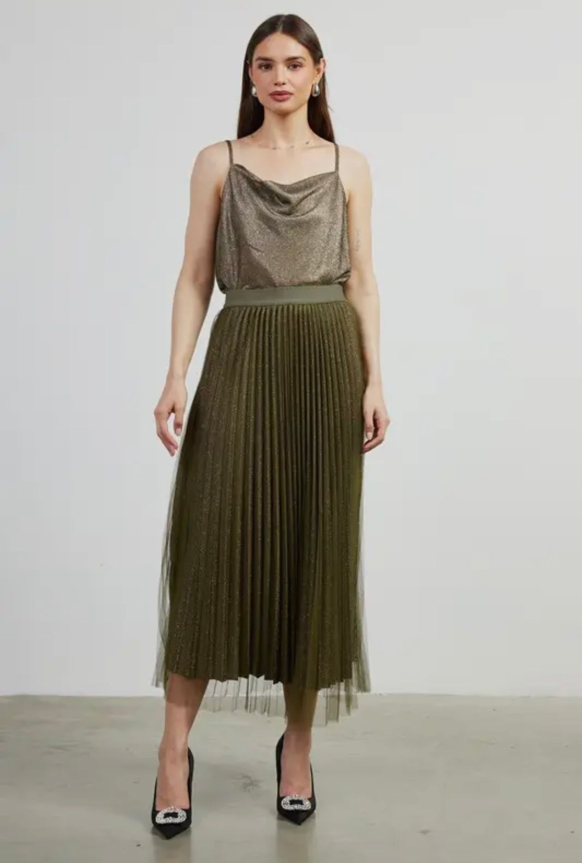 Lurex Cowl Neck Cami Top