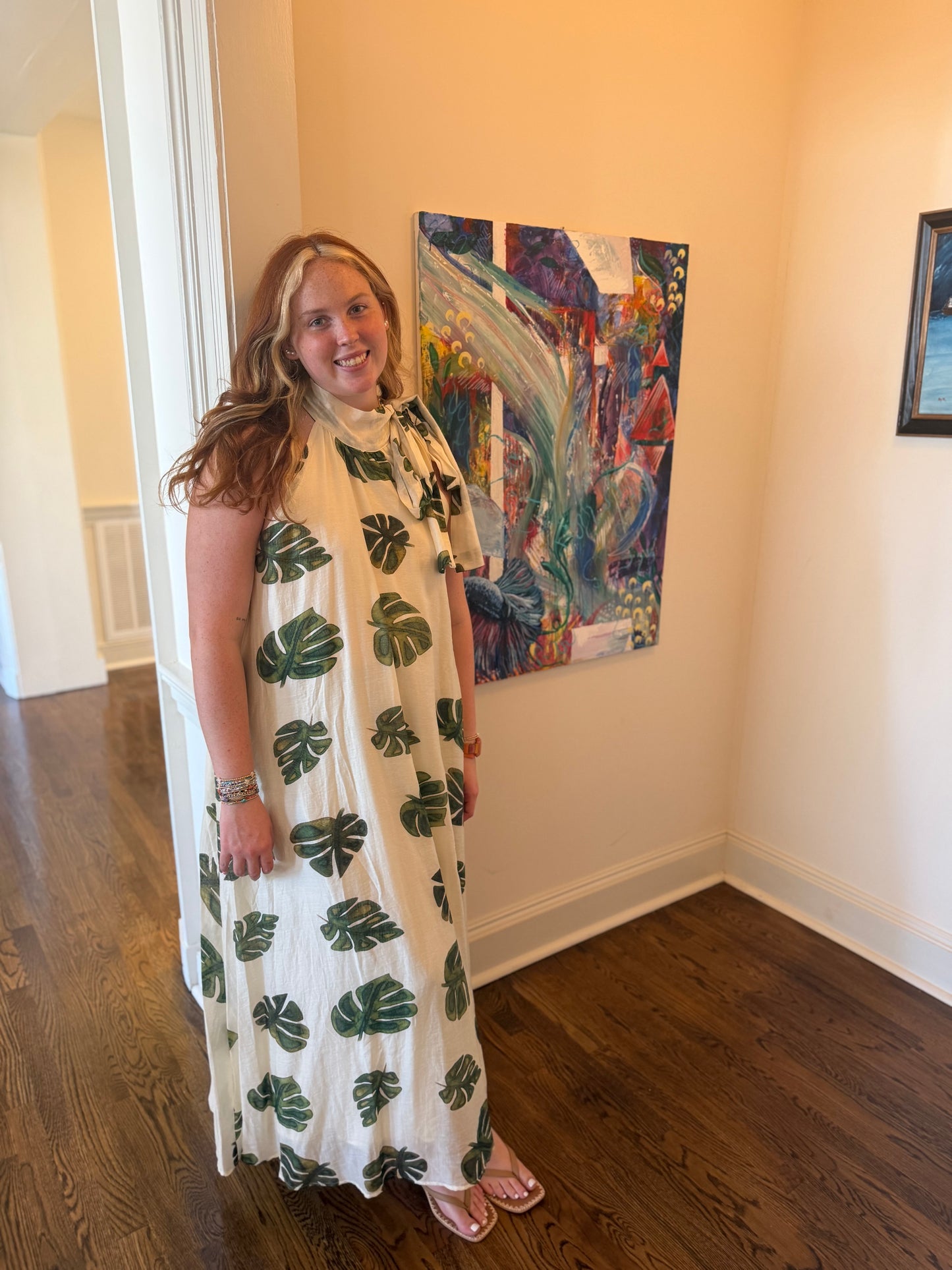 Leaf print dress