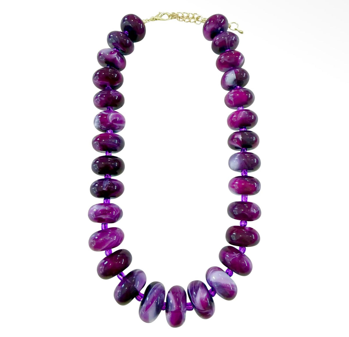Angie Chunky Beaded Necklace - Purple