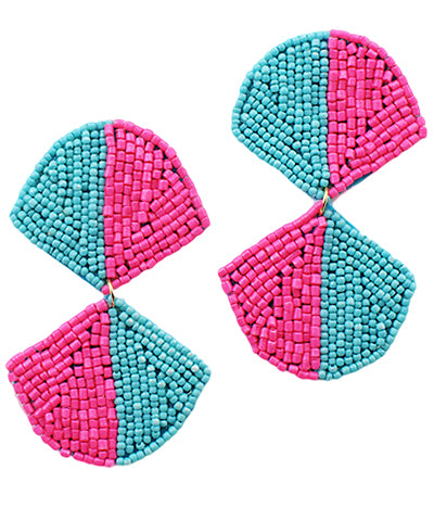 Bead Double Fan Shape Earrings