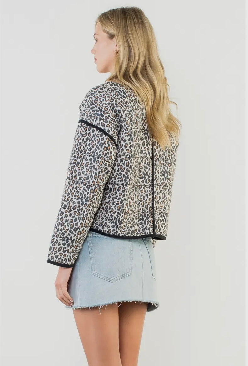 Leopard Print Puffer Quilted Jacket