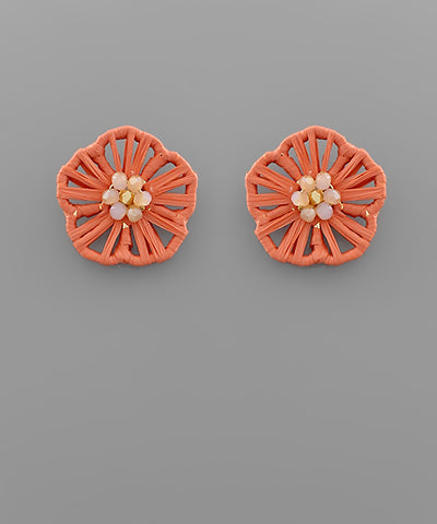 Raffia Flower Earrings (multiple colors!)