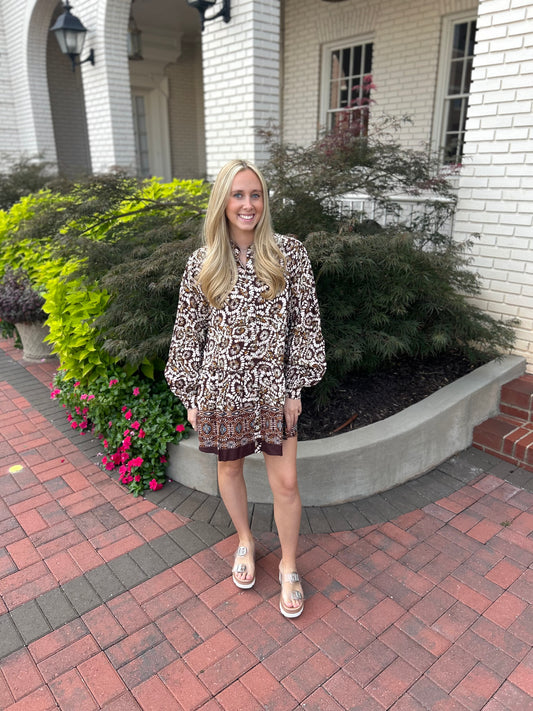 Brown Floral Dress