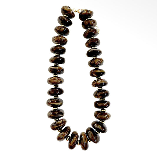 Randi Chunky Beaded Necklace- Chocolate