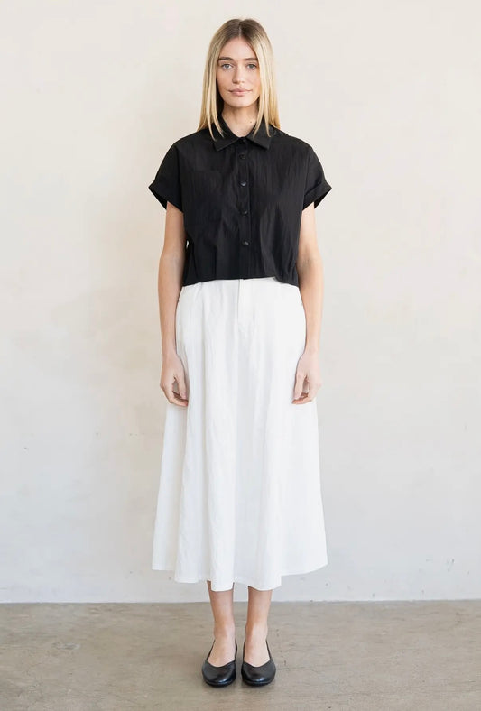 Roll up sleeve crop shirt