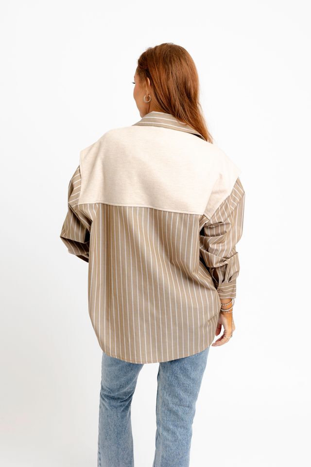 Hailey Stripe Poplin Sweater Button Up Top