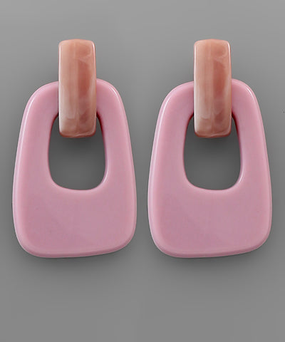 Two Tone Acrylic Door Knocker Earrings