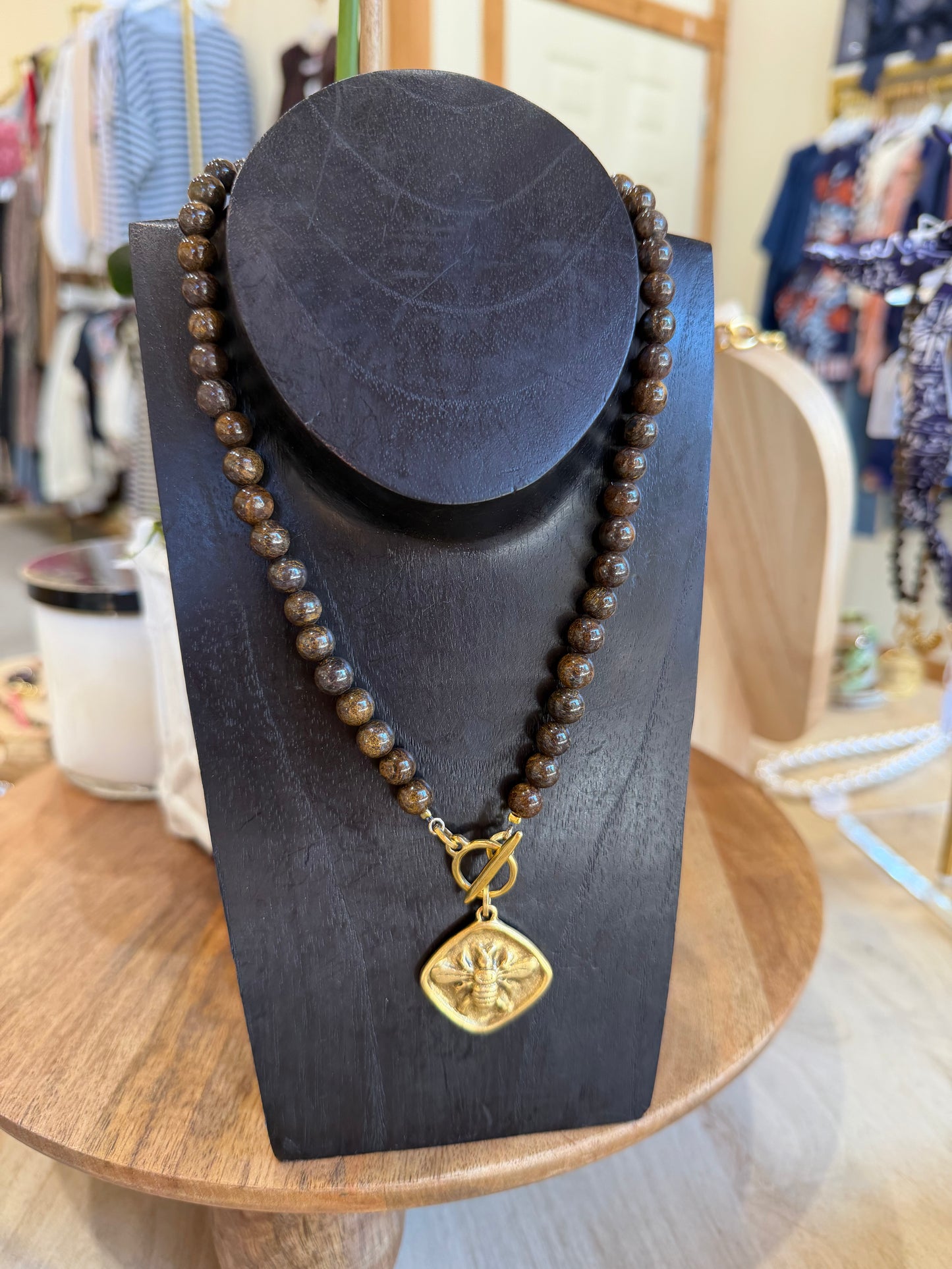 Bee Pendant Beaded Necklace