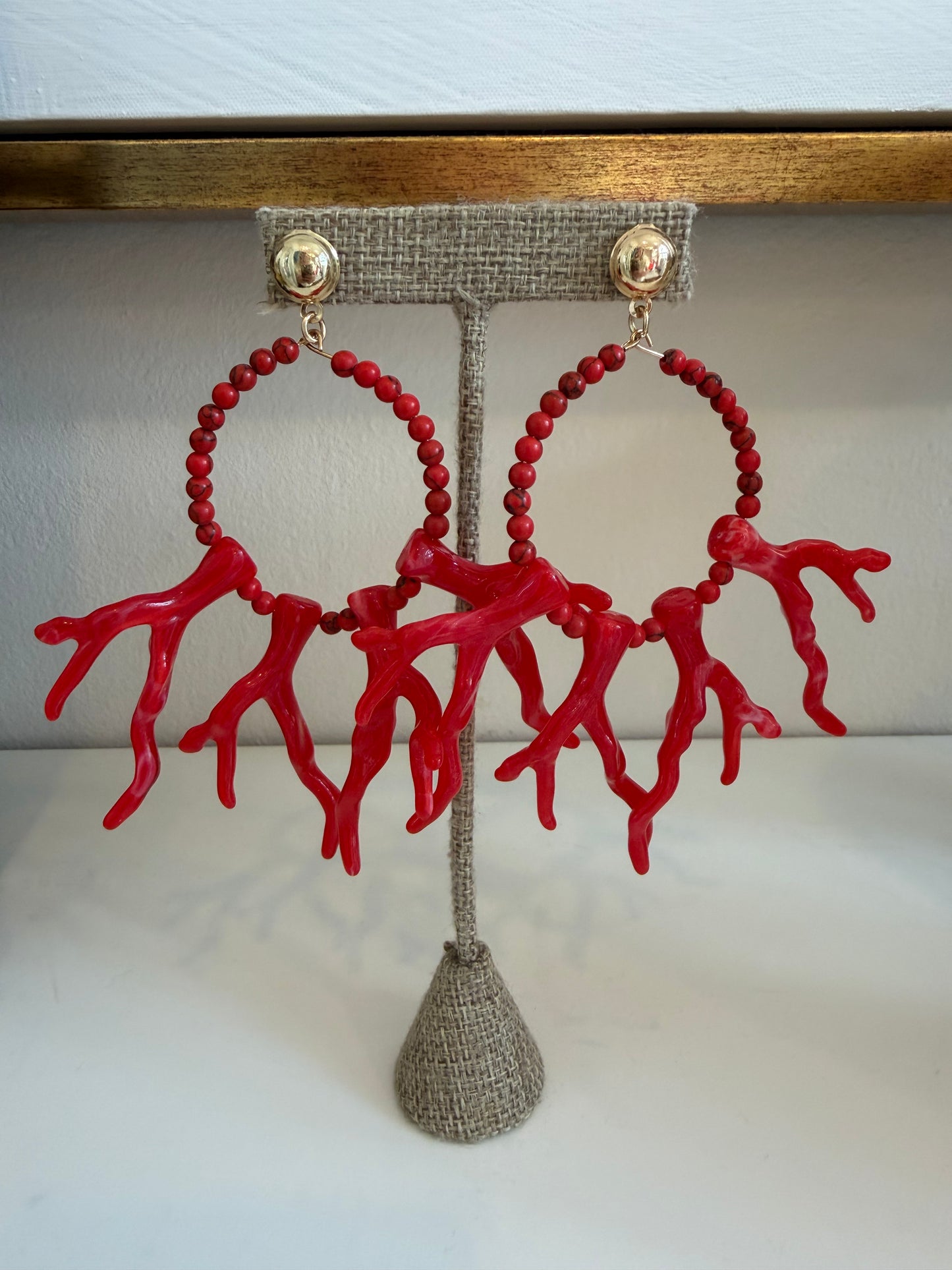 Coral Hoop Earrings