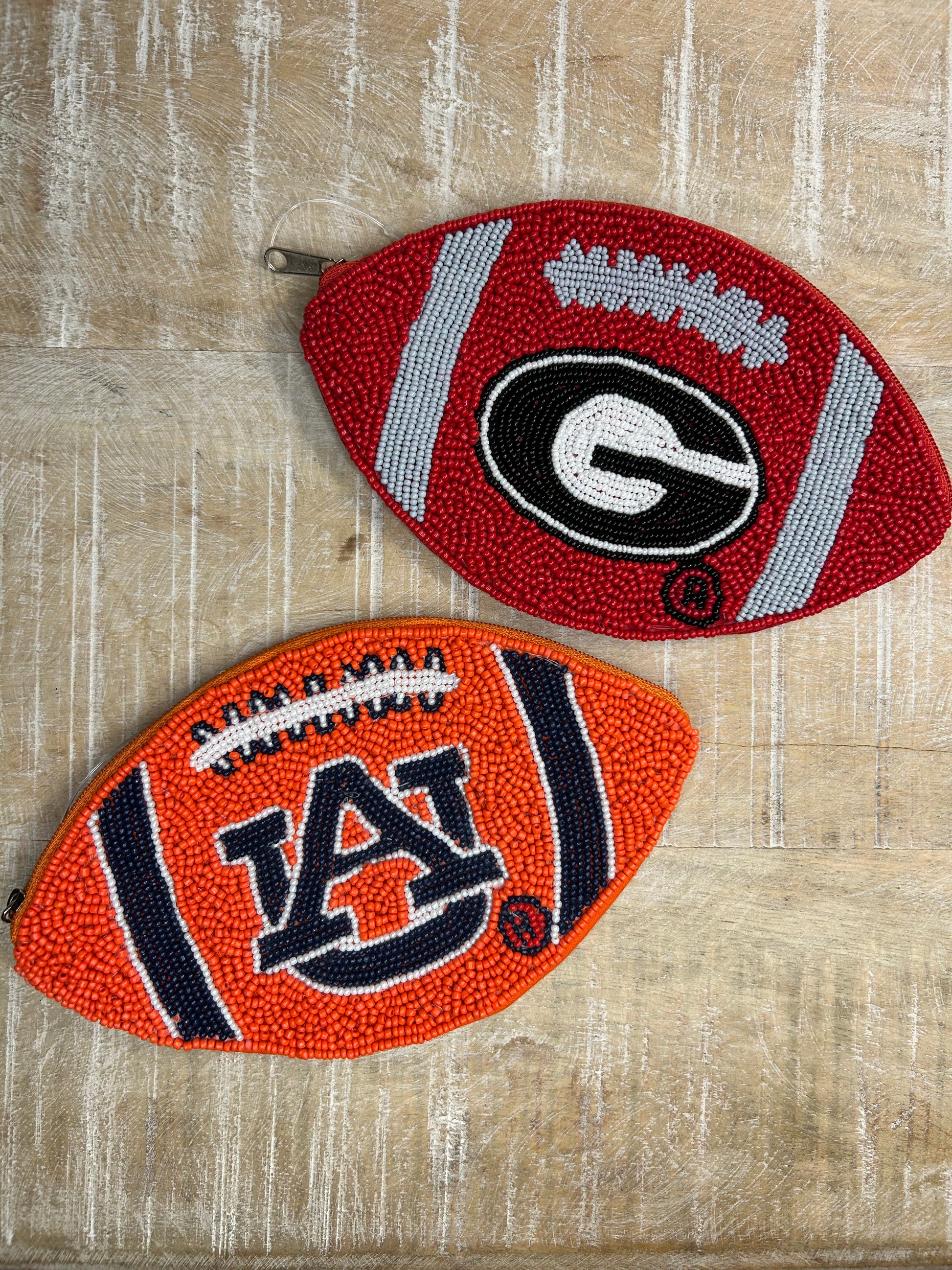 Licensed gameday coin purse for Auburn and Georgia 