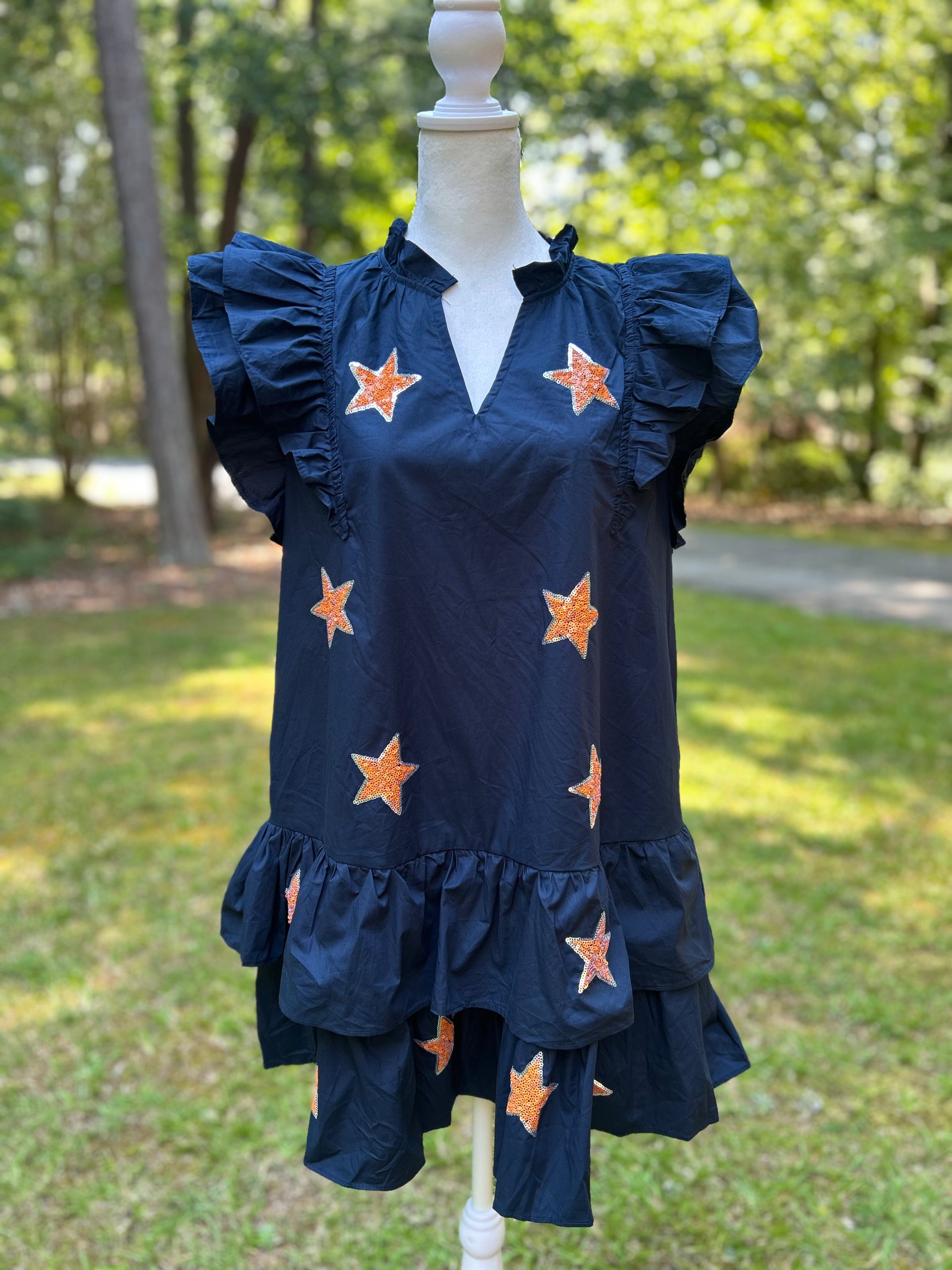 Navy orange stars