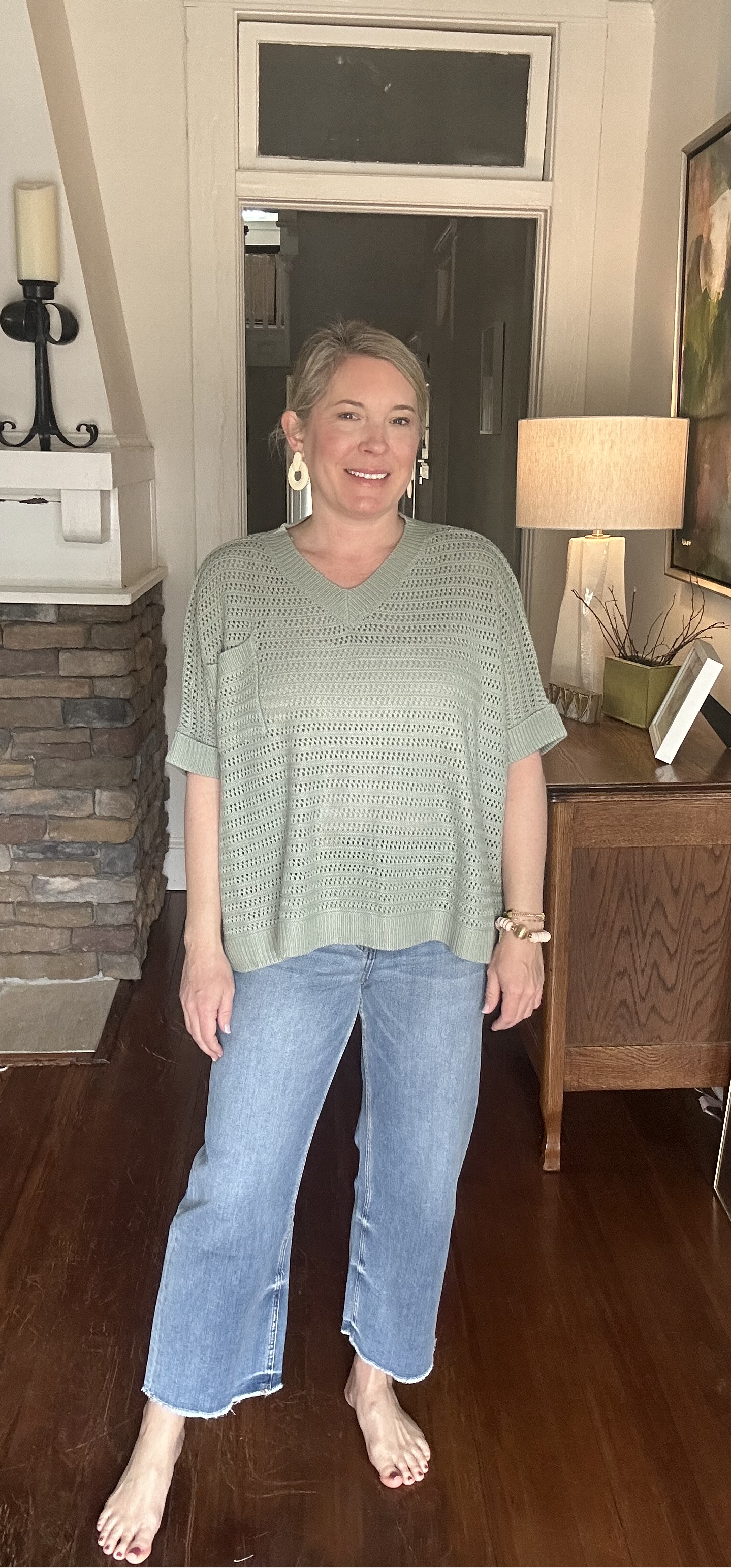Oversized, lightweight open knit sweater 