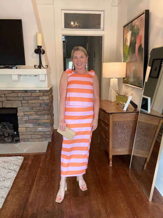 Pink and Orange striped skirt set by Karlie 