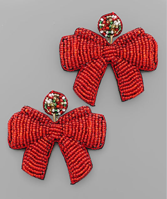 Lightweight, Red Christmas beaded earrings 