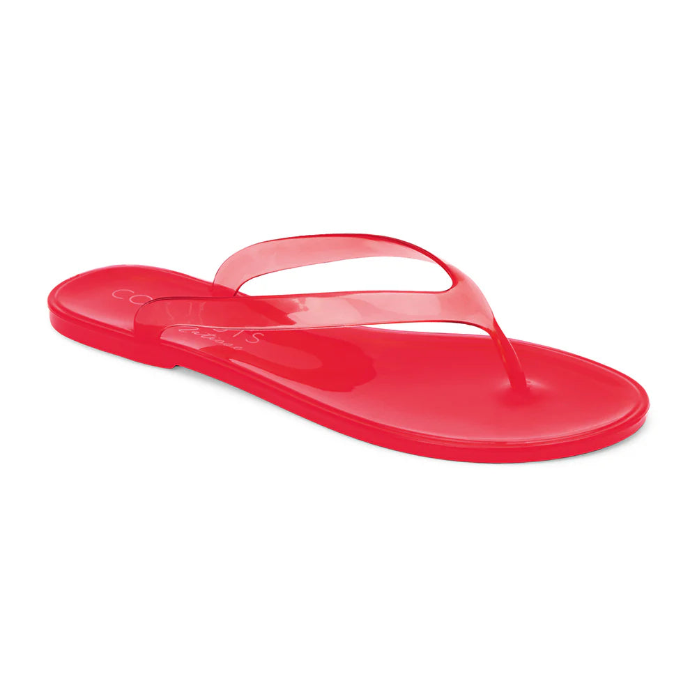 Red, jelly flip flops