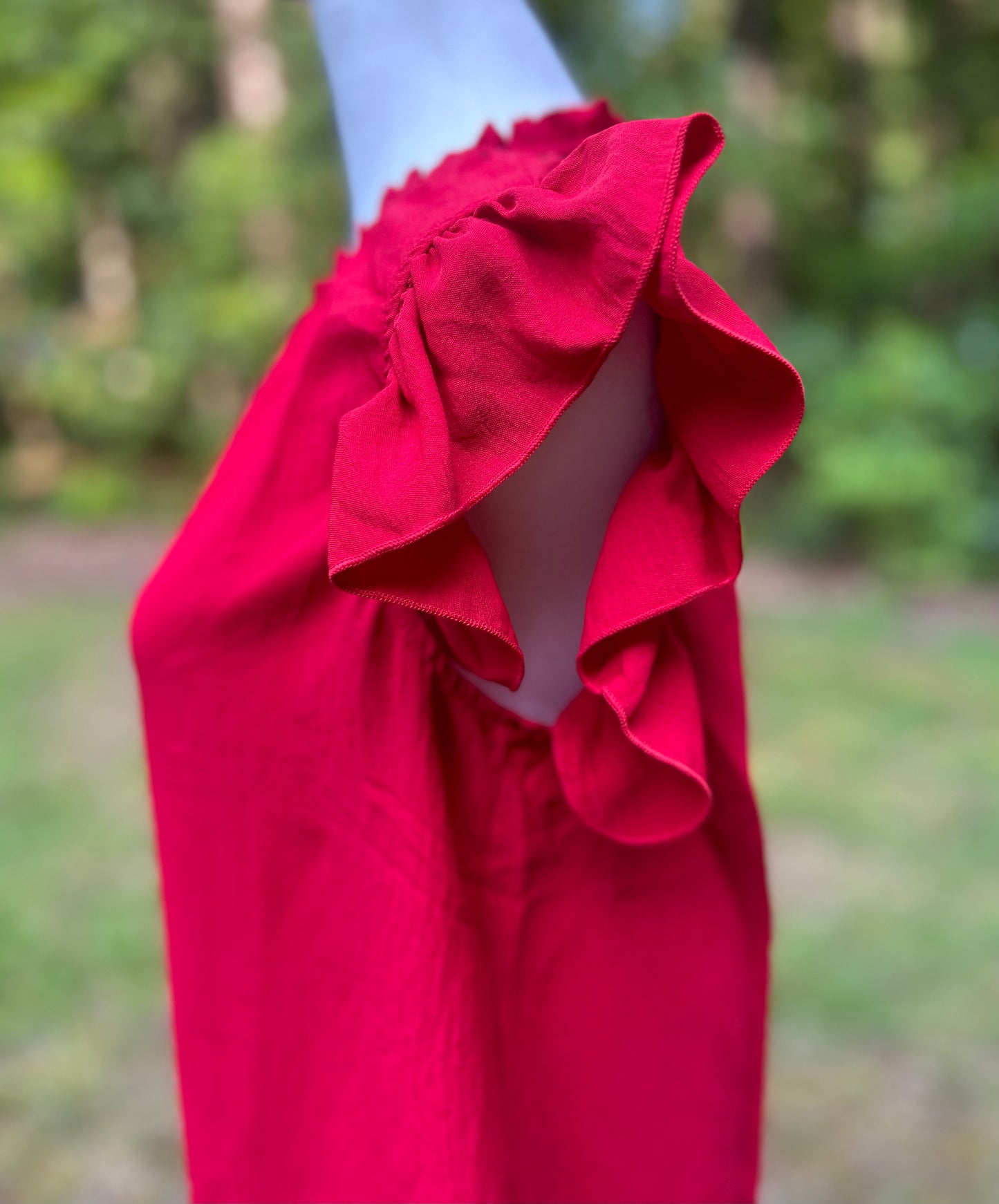 Red ruffle sleeve top