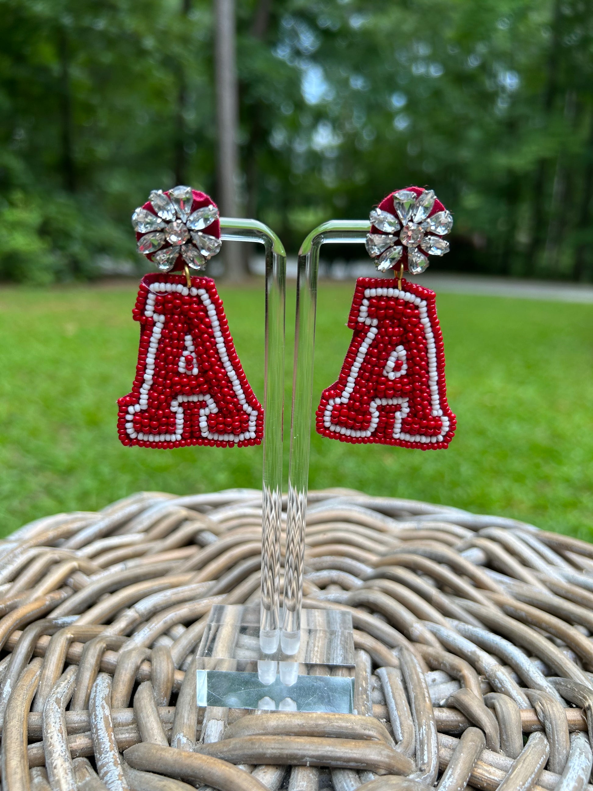 Lightweight, beaded earrings for cheering on your college teams. 