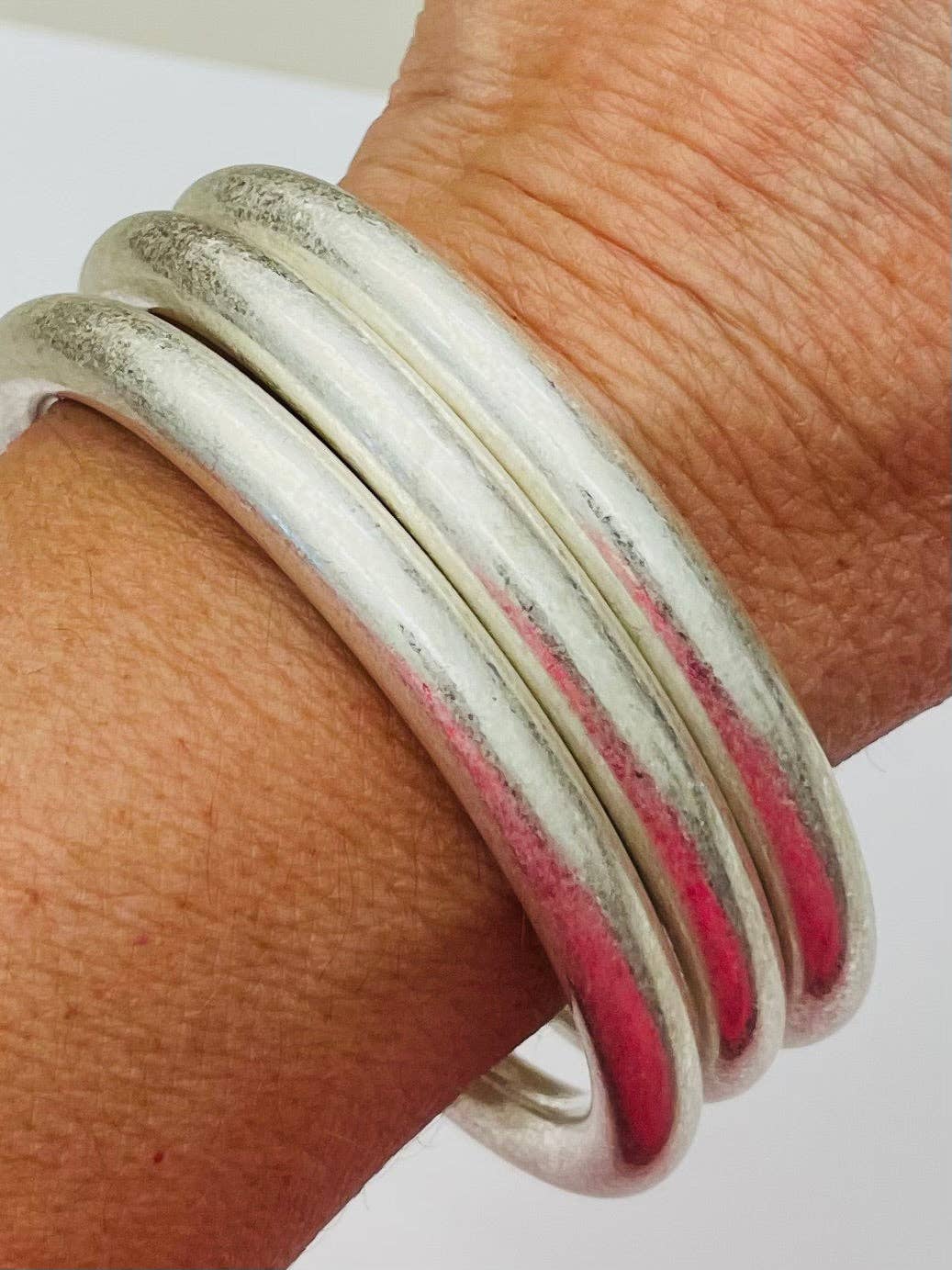 Bold Vintage Bangles (set of 3)(matte silver)