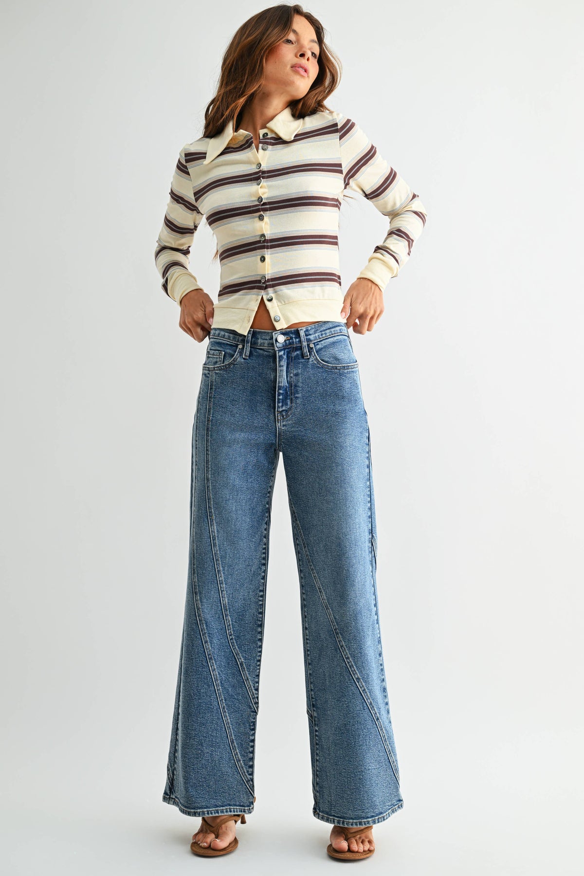 Asymmetric Seamed Straight - Medium Denim