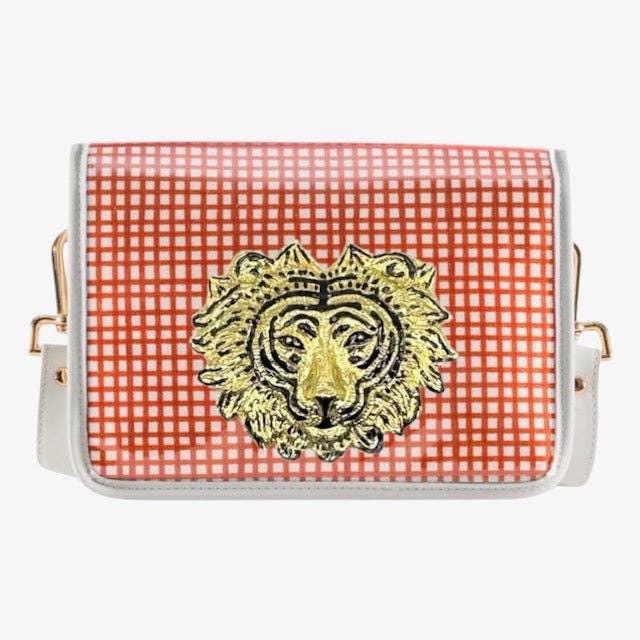 Burnt Orange Grid Clear Stadium Bag with Tiger