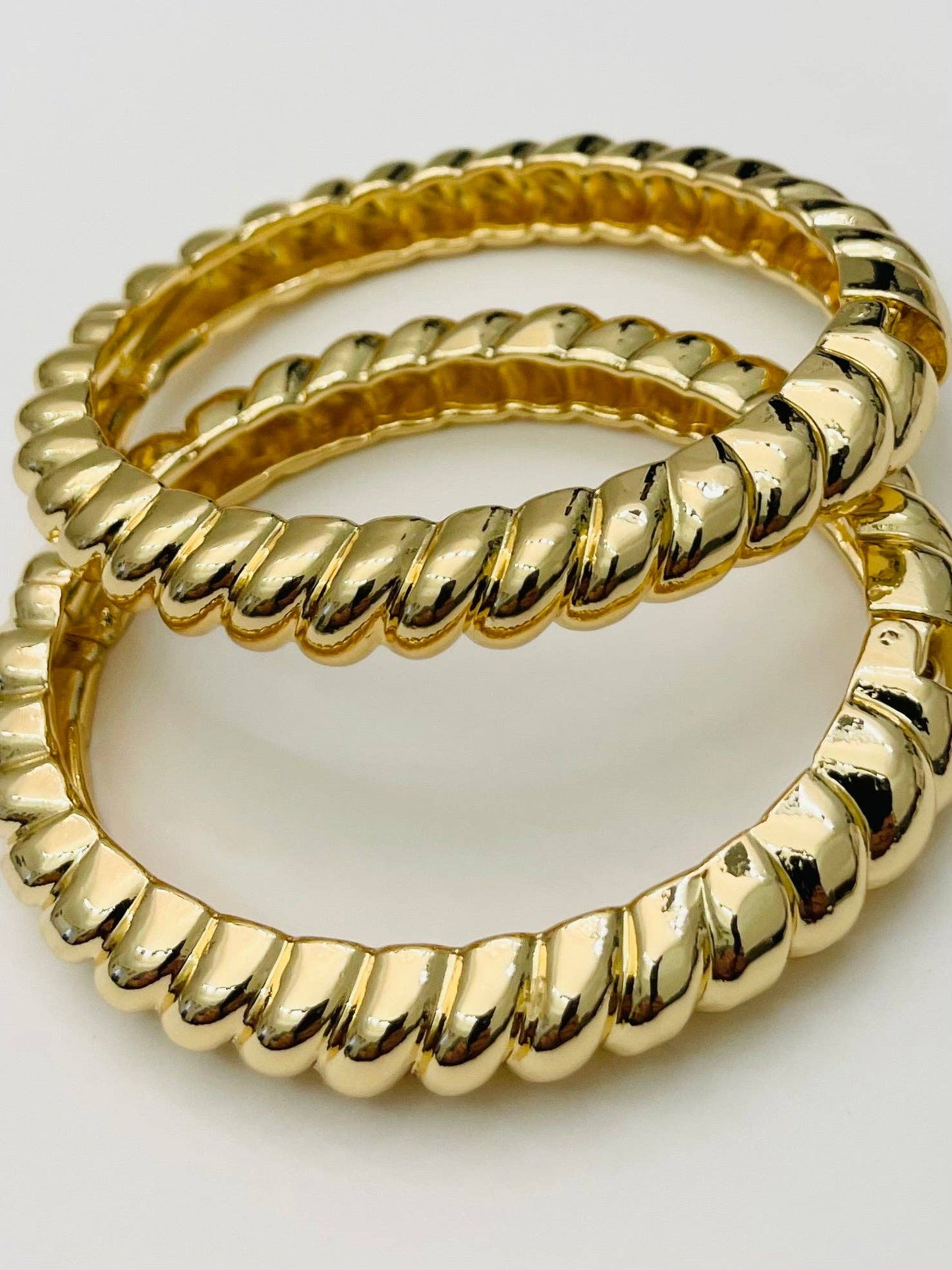 Narrow Cable Hinged Bracelet (gold)