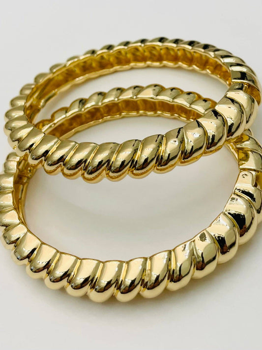 Narrow Cable Hinged Bracelet (gold)