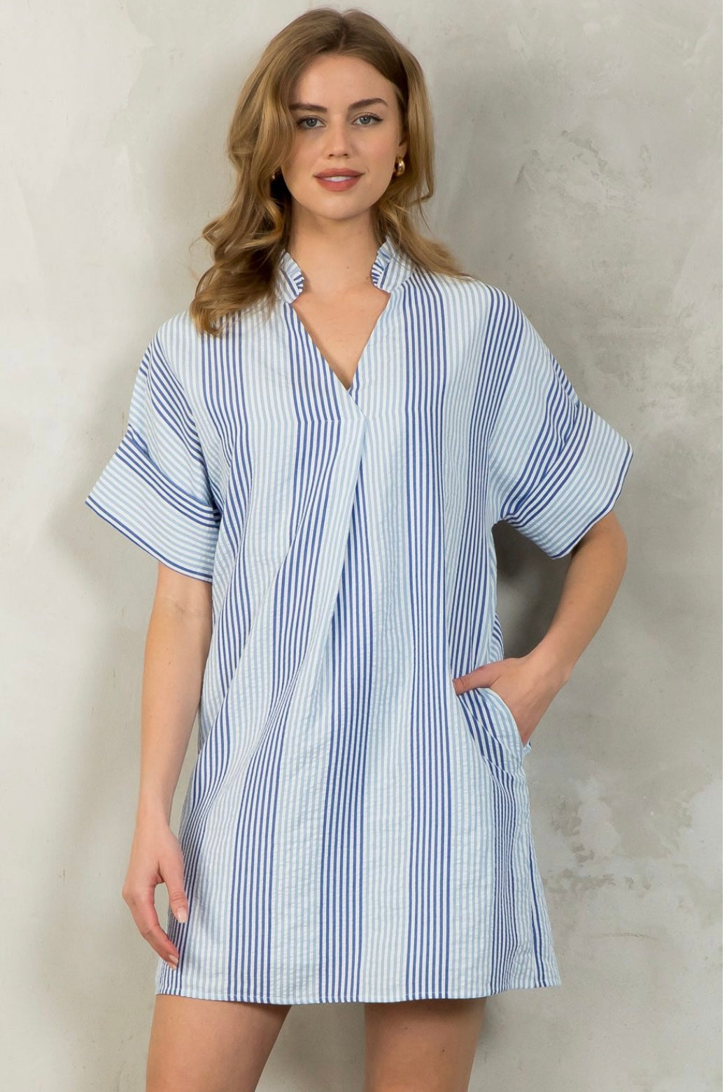 blueandwhitestripeddress