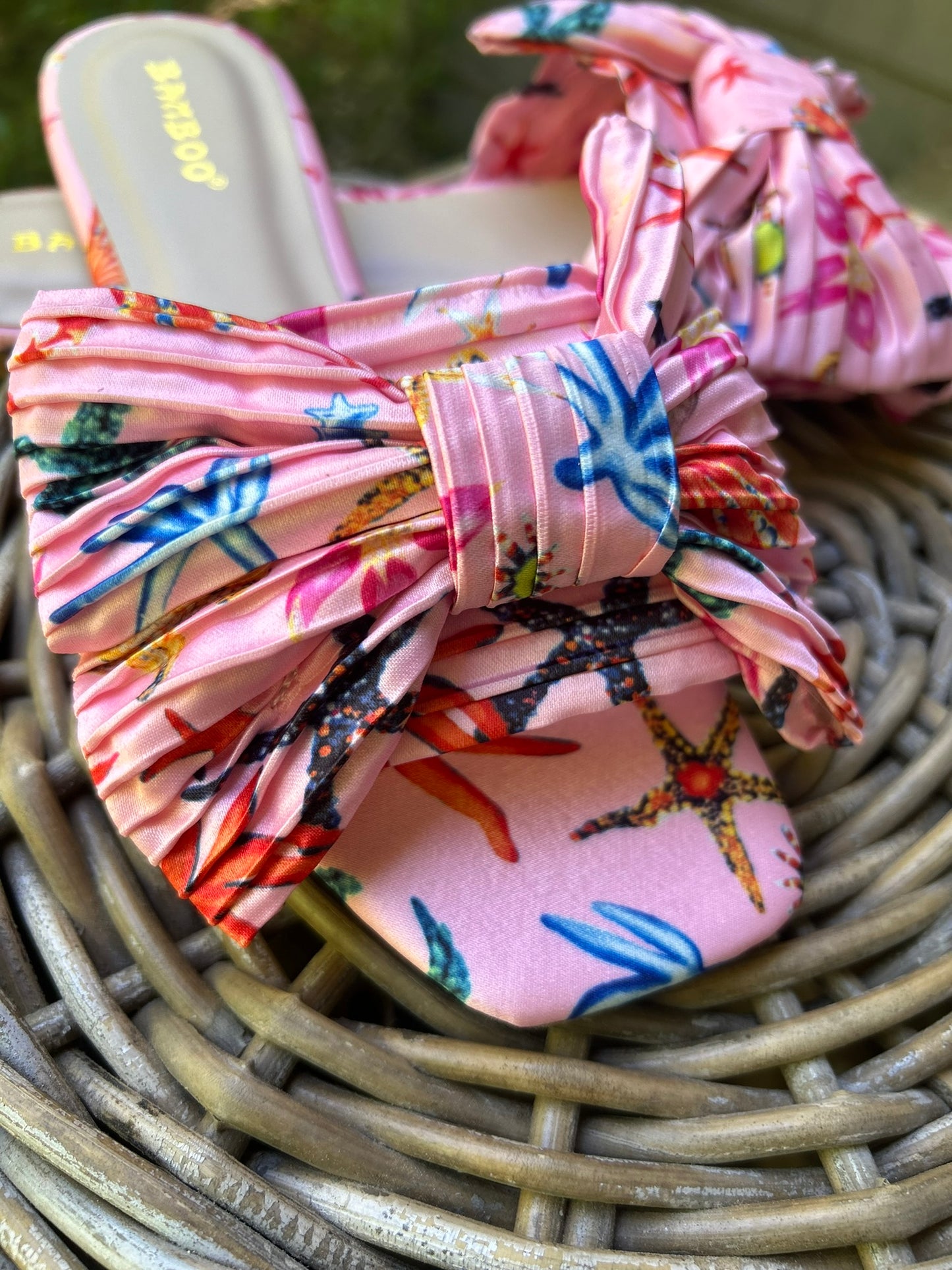 Pleated Bow Flat Sandal