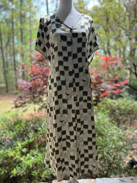 Checker Satin Midi Dress