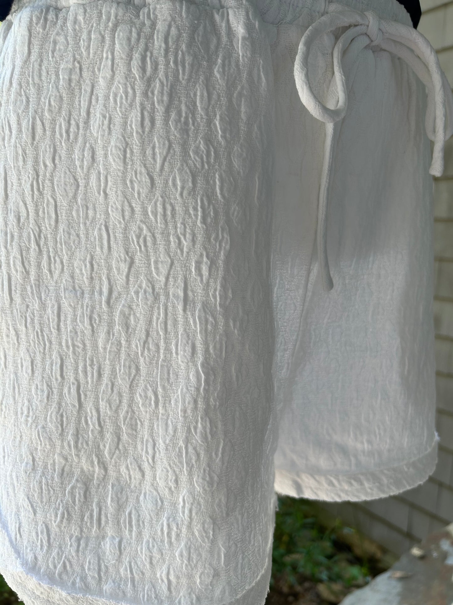 Textured Raw Edge Shorts